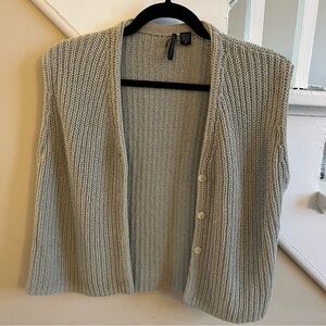 Isda & Co Women’s M Crop Sleeveless Cardigan Light Green Cotton Blend